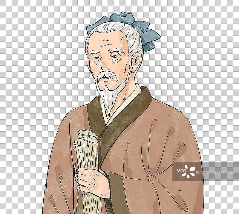 古代中医华佗半身像插画元素图片素材