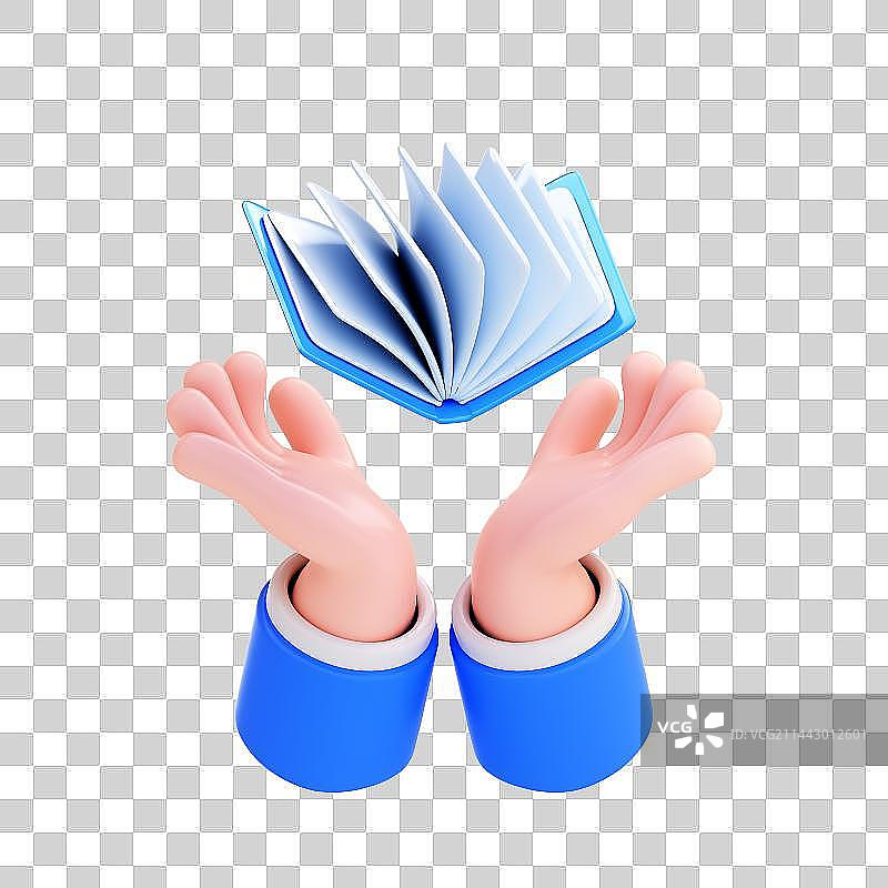 3D渲染的卡通小手与图标图片素材