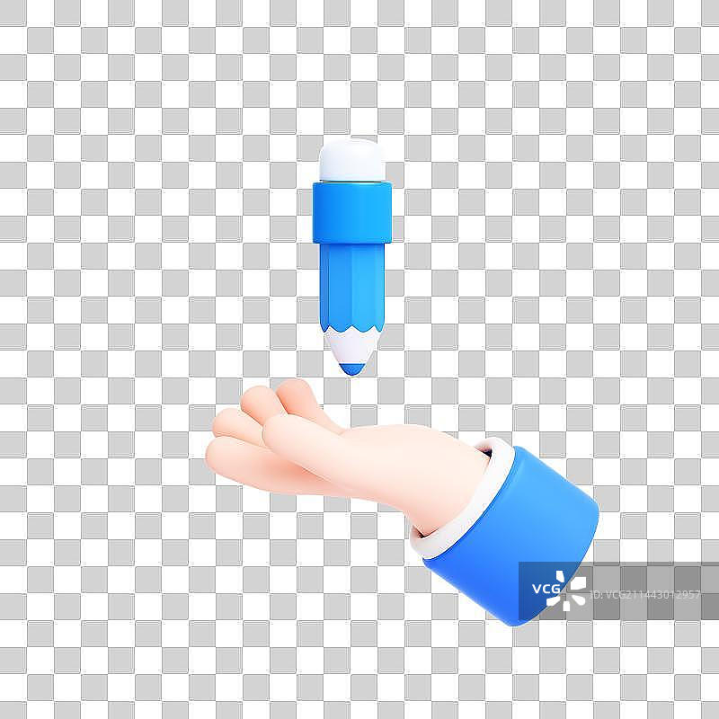 3D渲染的卡通小手与图标图片素材