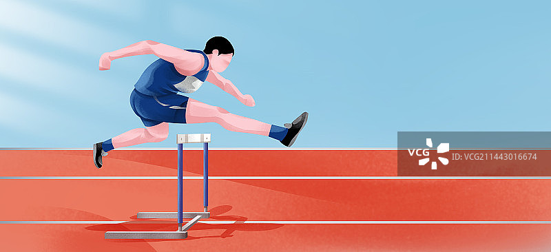 跨栏比赛插画图片素材