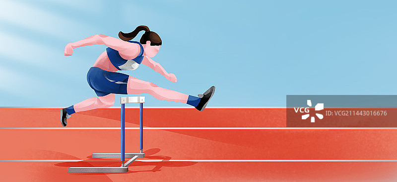 跨栏比赛插画图片素材
