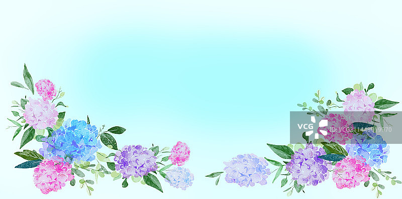 紫阳花水彩手绘背景无人图片素材