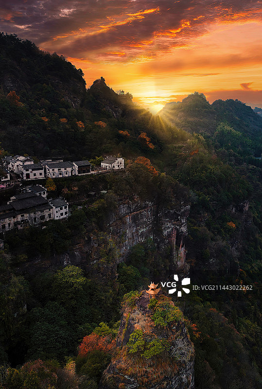 日落齐云山图片素材