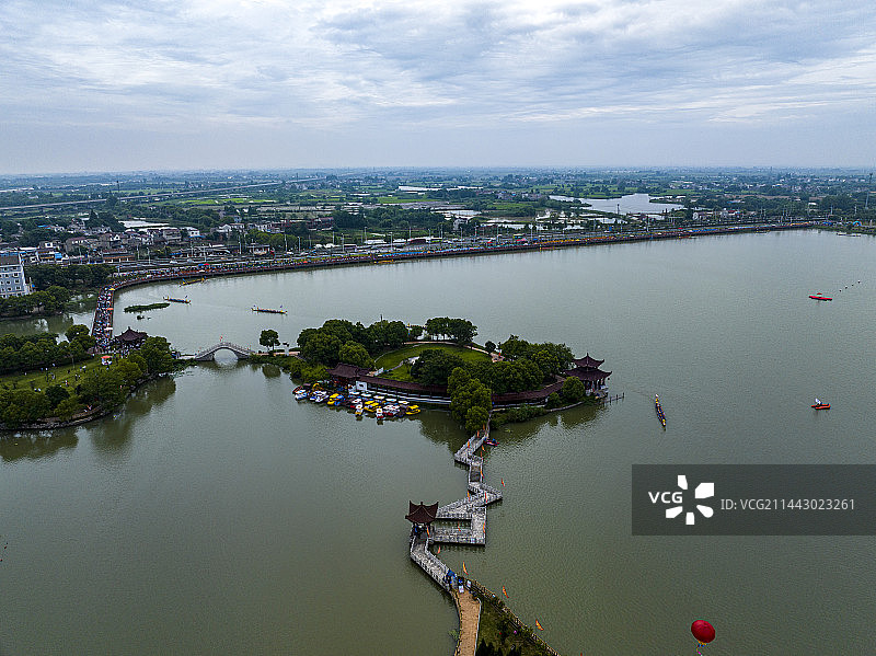 航拍安徽省芜湖市南陵县许镇镇奎湖湿地公园风光图片素材