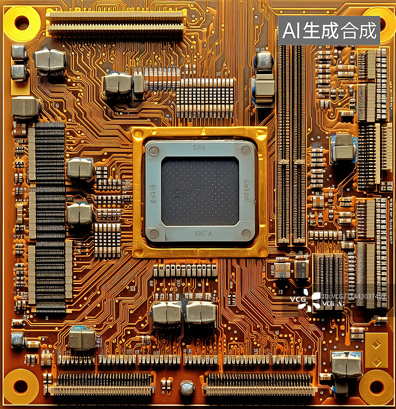 【AI数字艺术】计算机芯片全帧拍摄图片素材