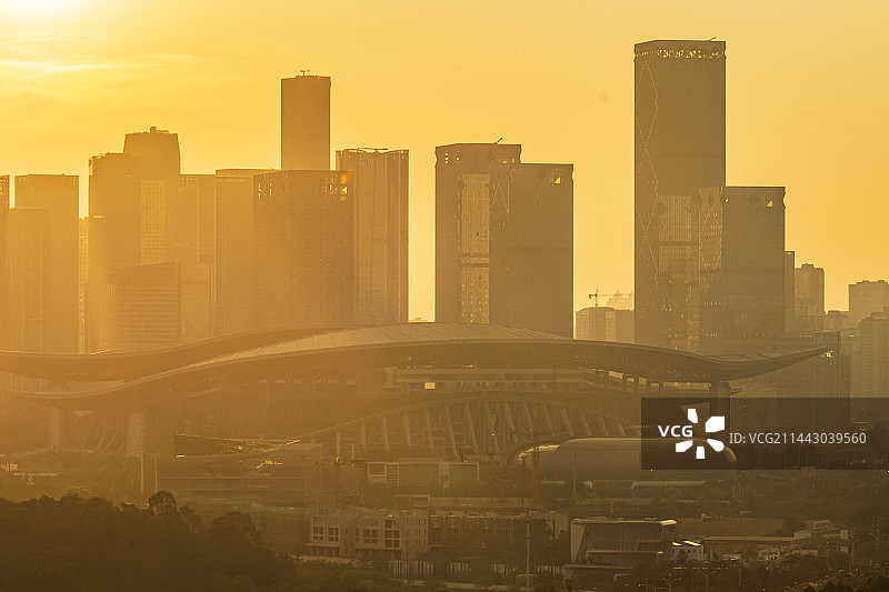 南宁五象新区日落图片素材