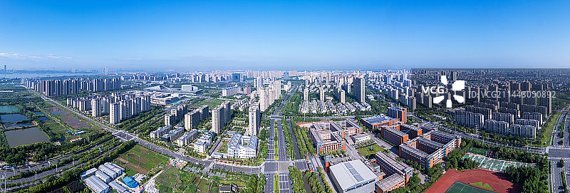 沿江都市靖江滨江新城航拍全景图图片素材