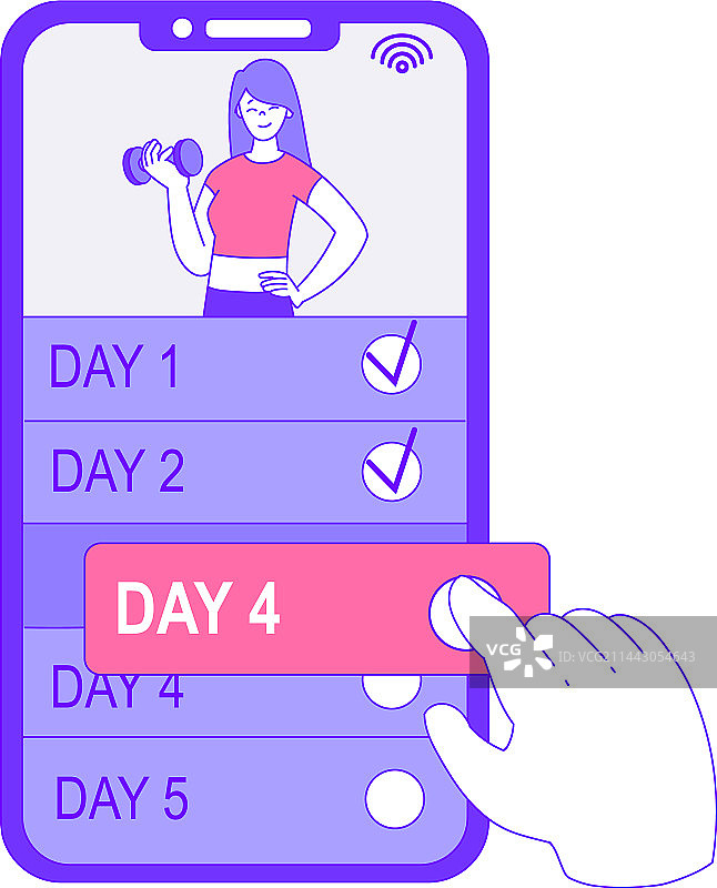 手持智能手机的运动训练App图片素材