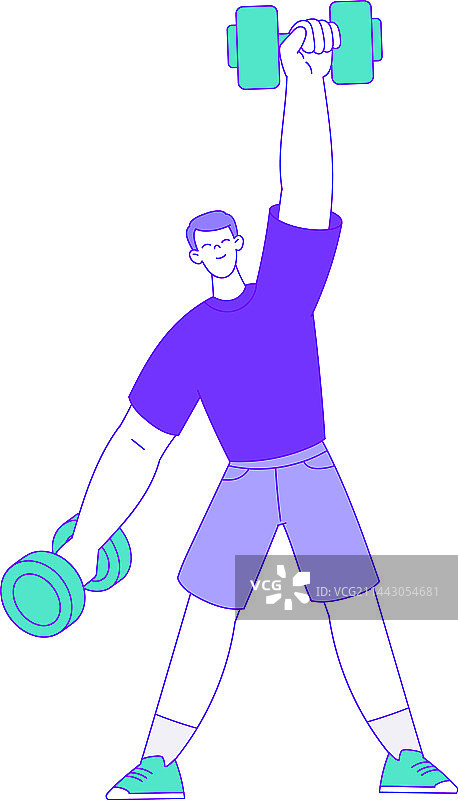年轻男人举重哑铃图片素材