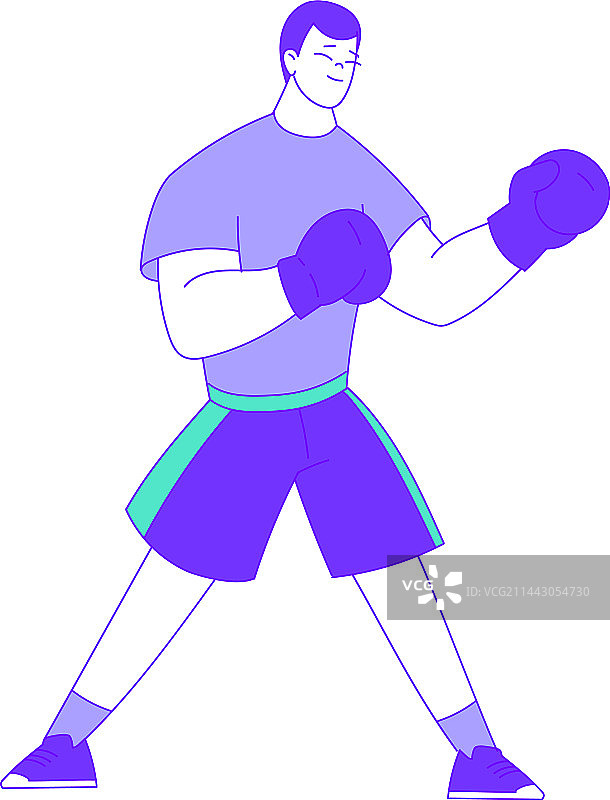 年轻男人戴着拳击手套进行高强度身体训练图片素材