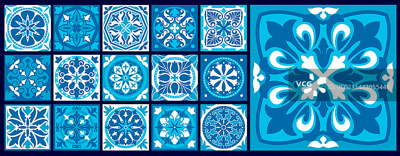 摩洛哥瓷砖图案：马约里卡和塔拉韦拉图片素材