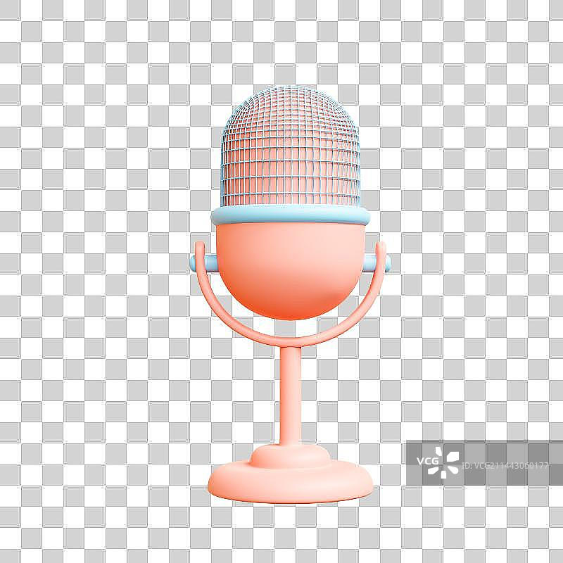 3D立体粉色话筒图片素材