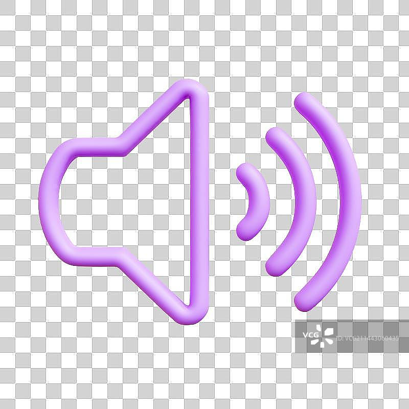 3D立体紫色声音UI标志图片素材