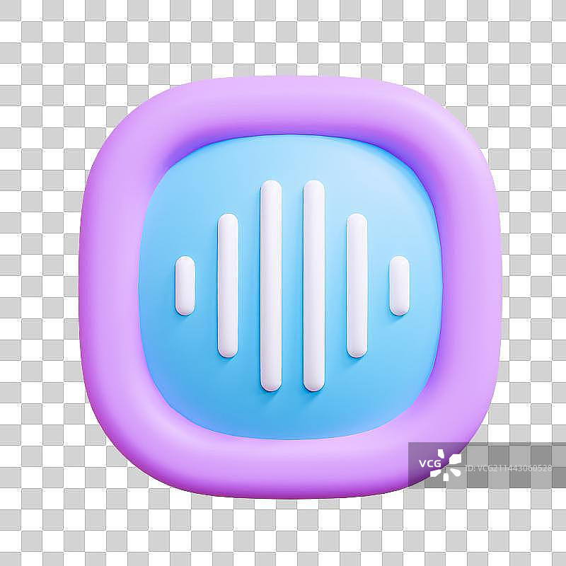 3D立体紫色声音UI标志图片素材