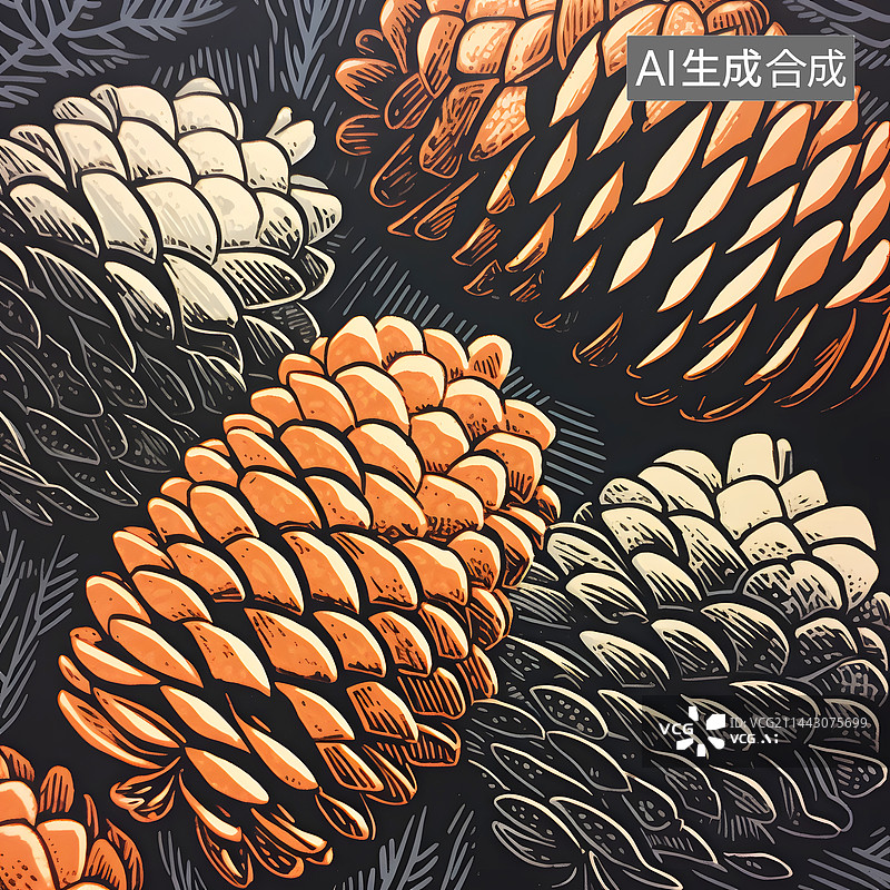 【AI数字艺术】AIGC：松塔 松果图片素材