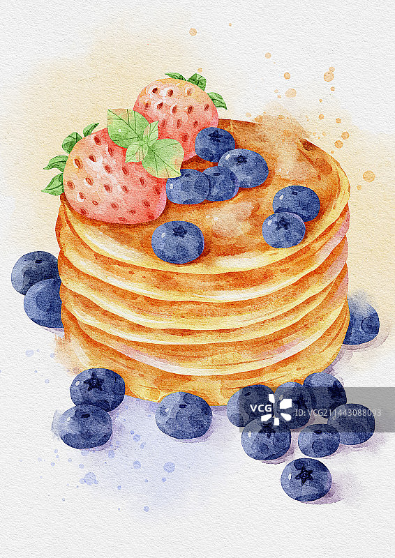 水彩水果甜品插画图片素材