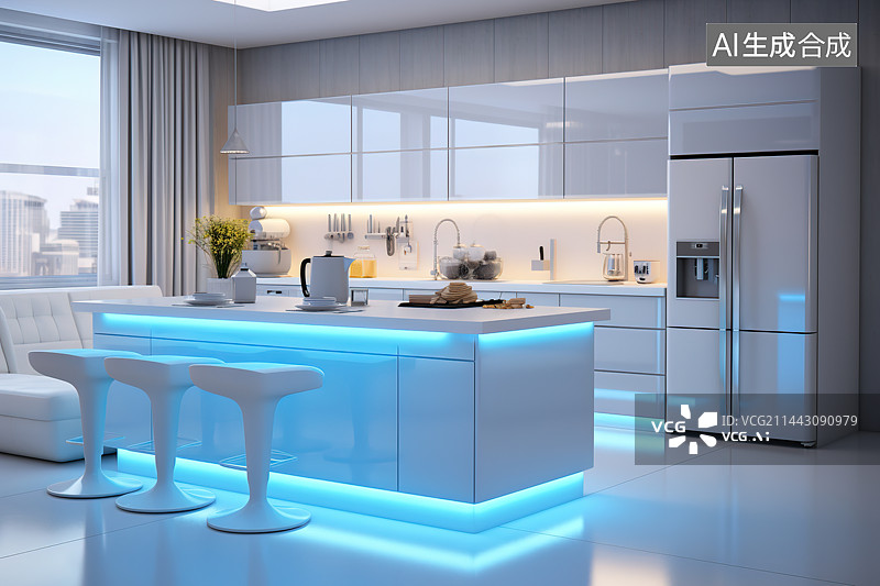 【AI数字艺术】现代风格的厨房图片素材