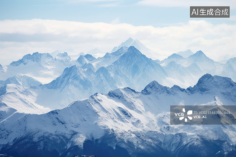 【AI数字艺术】航拍雪山图片素材