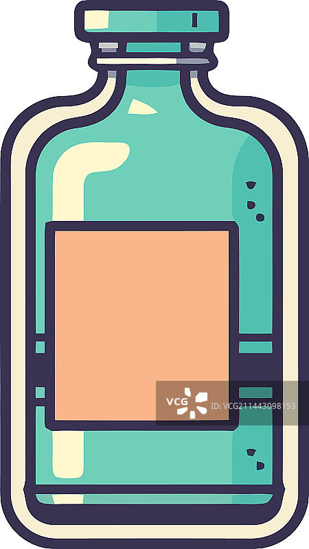 带有液体和标签的药瓶图标图片素材