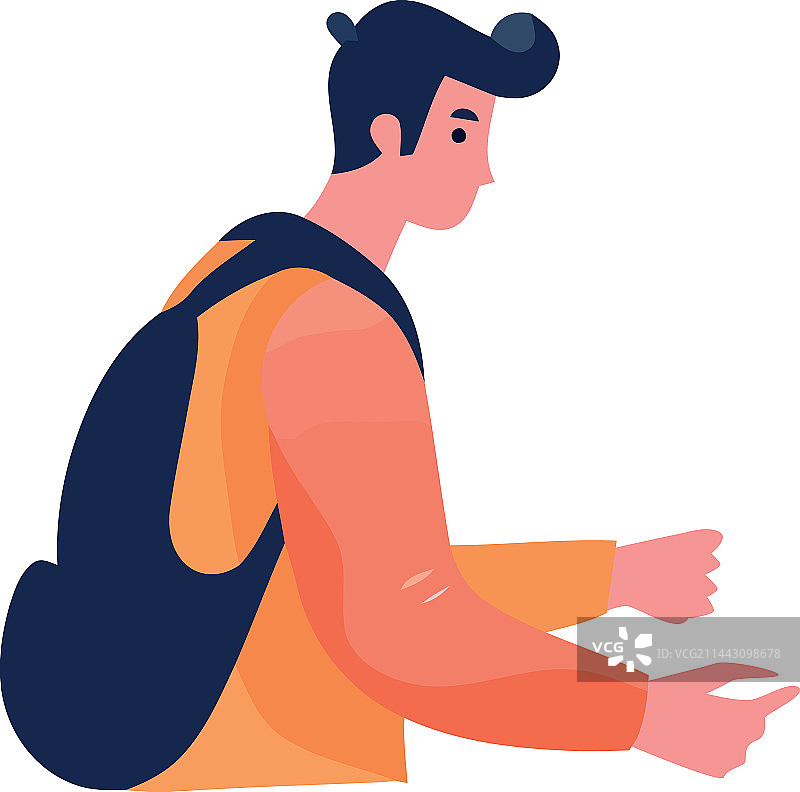 背着书包的年轻男人图片素材