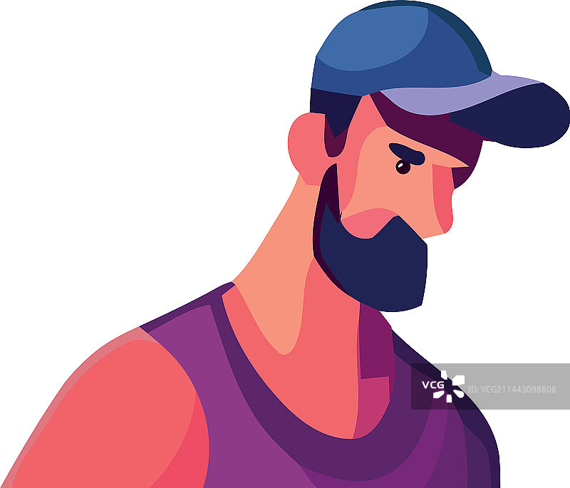 戴运动帽的胡子男图片素材