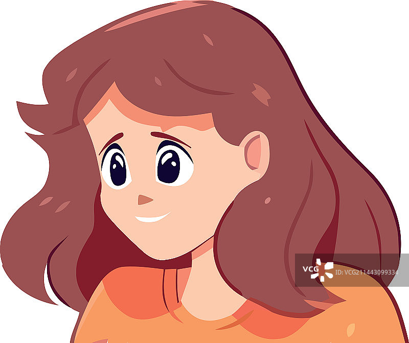 笑容满面的可爱棕发女孩头像图片素材