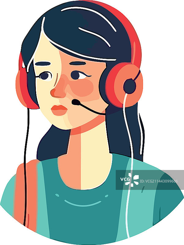 戴耳机提供客户支持的女人图片素材