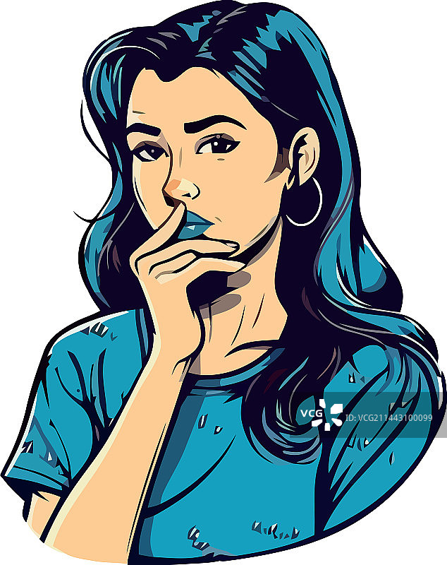 正在思考的年轻女子图片素材