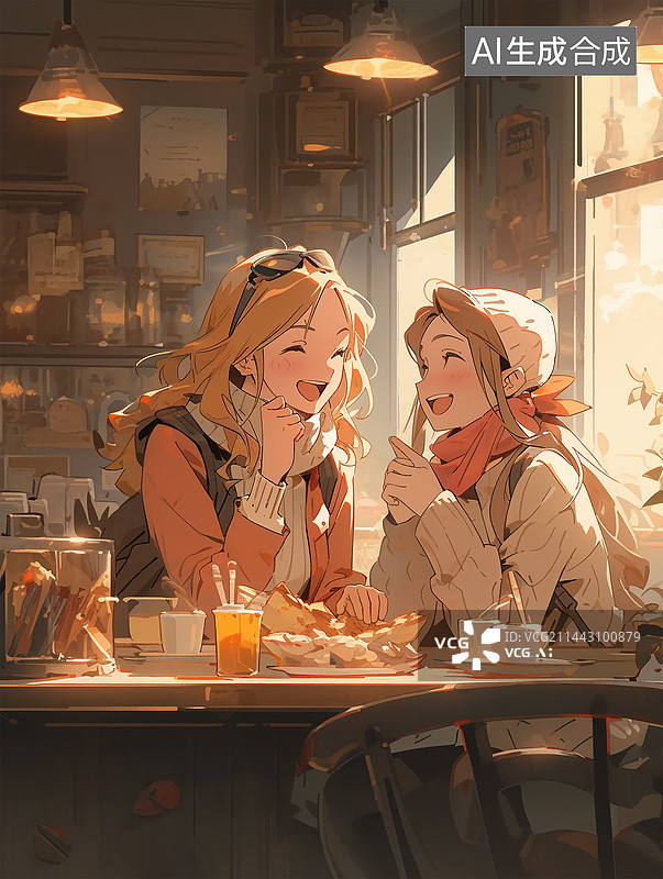 【AI数字艺术】与闺蜜的下午茶时光图片素材