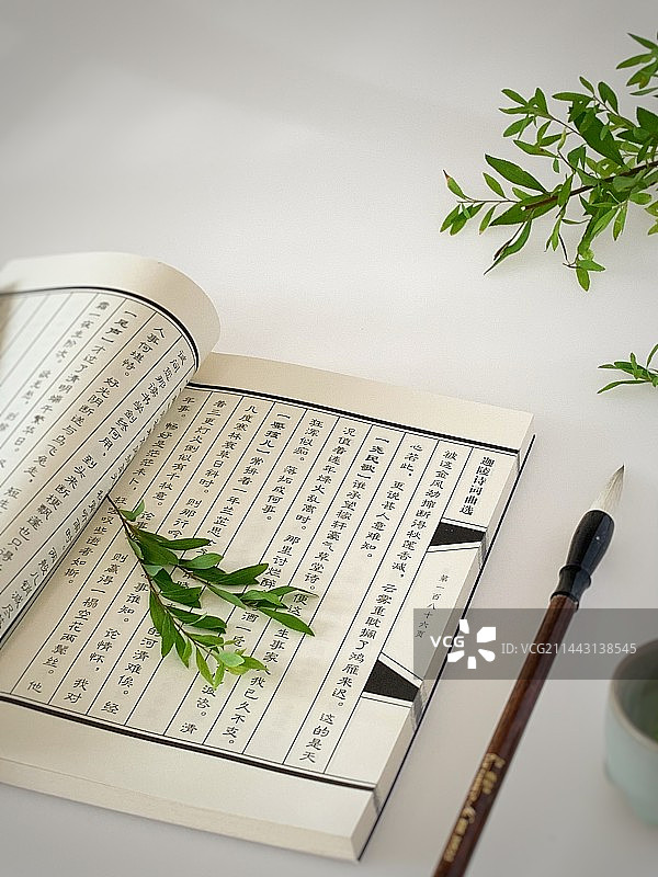 放在桌子上的书和笔图片素材