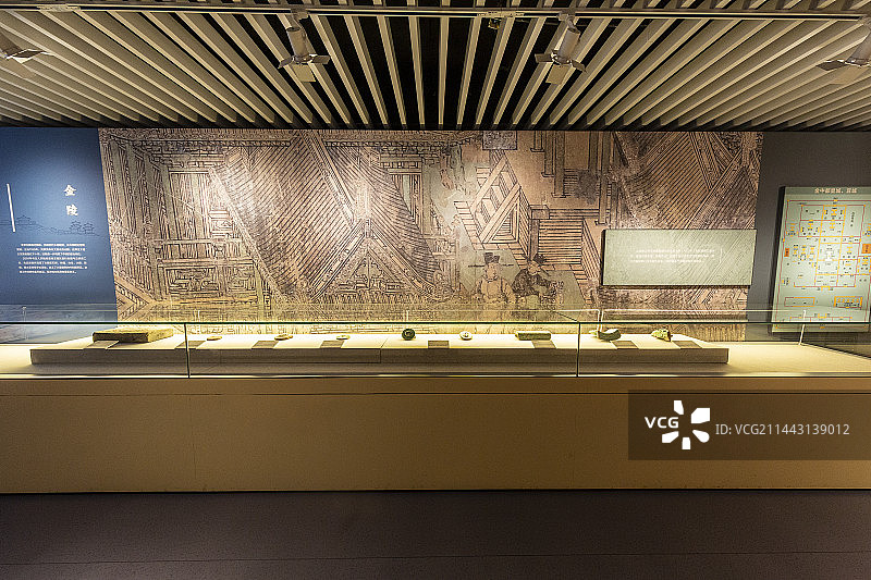 北京考古遗址博物馆：金中都水关遗址——“都城肇始：纪念北京建都870周年考古成果展”展厅一角图片素材