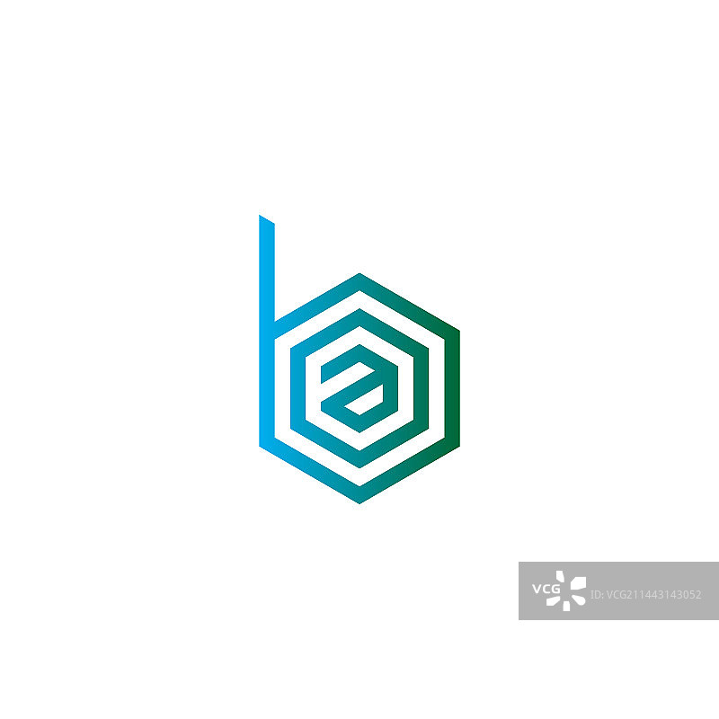 字母a、o、b六边形线条几何符号图片素材