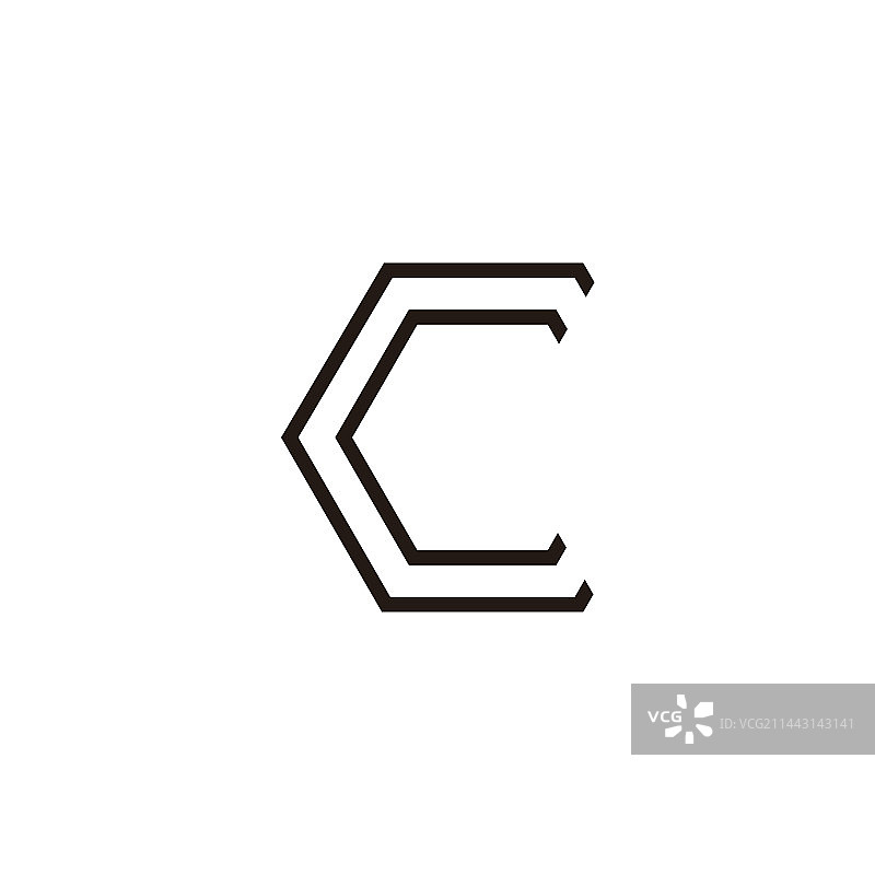 字母C六边形科技线条几何图片素材