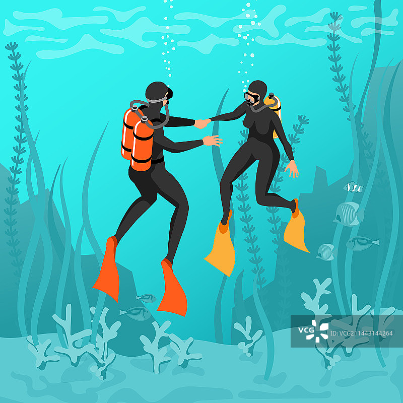 潜水教练2.5D背景图片素材