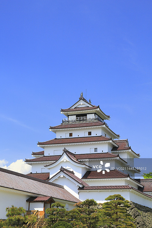 日本福岛县会津若松市的鹤贺城图片素材