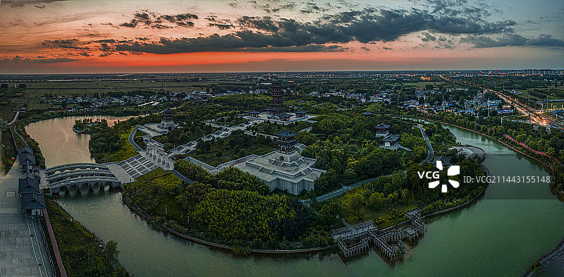 航拍安徽省宿州市灵璧县钟馗文化园全景图片素材