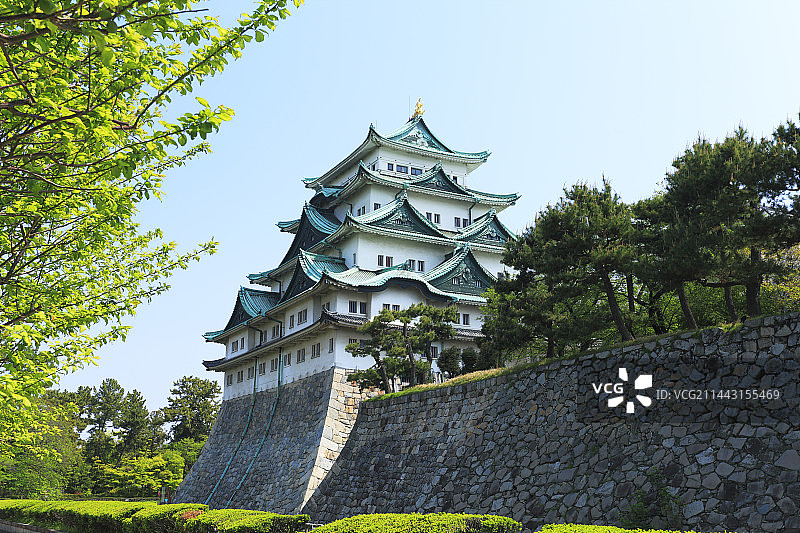 名古屋城堡和蓝天，日本爱知县名古屋图片素材
