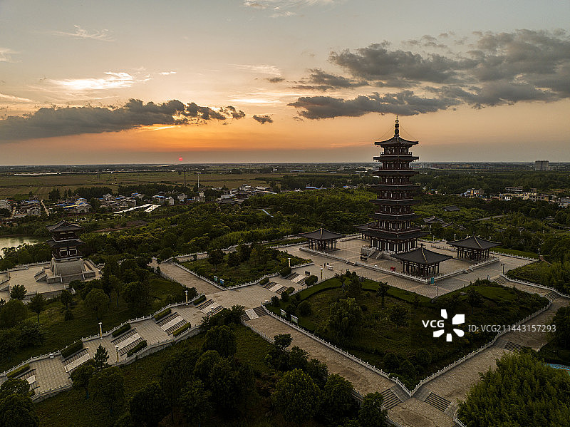 航拍安徽省宿州市灵璧县钟馗文化园风光图片素材