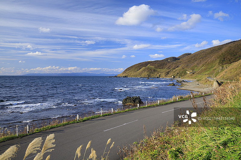 龙飞岬线和北海道，青森县北津轻郡中泊町图片素材