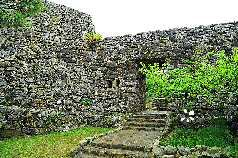 日本冲绳县今归仁城遗址平郎门图片素材