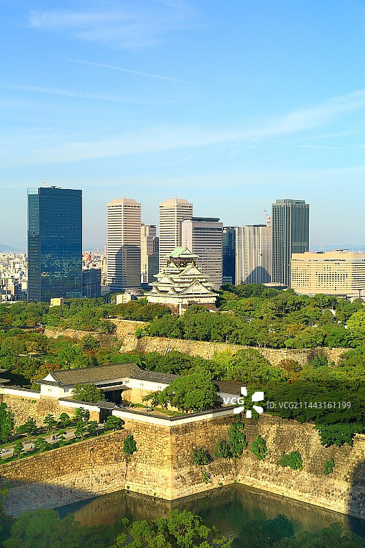 日本大阪城与大阪商业园区，大阪府大阪市图片素材