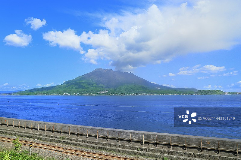日本鹿儿岛县仙岩园与樱岛图片素材