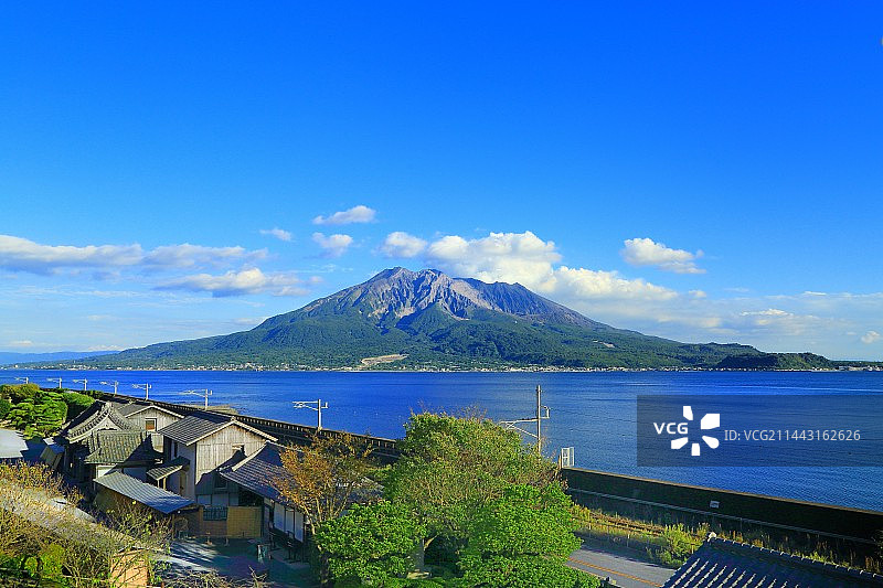 日本鹿儿岛县仙岩园与樱岛图片素材