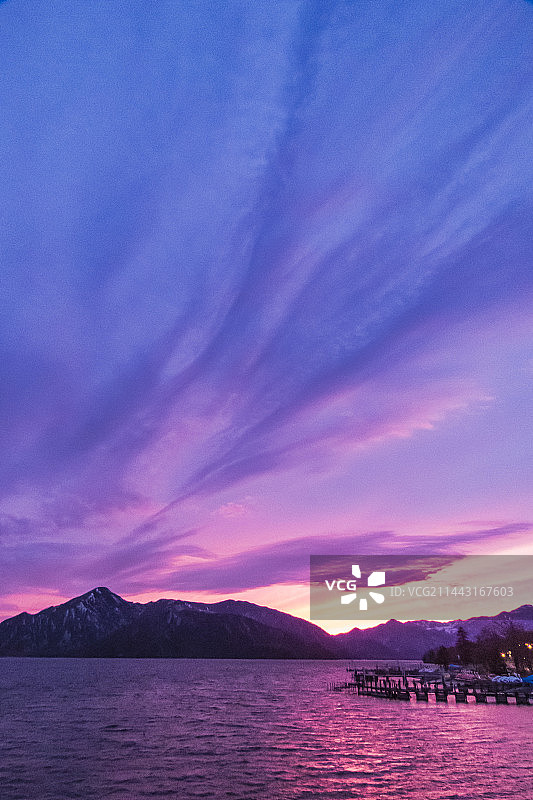 栃木县日光中禅寺湖美丽的傍晚景色图片素材