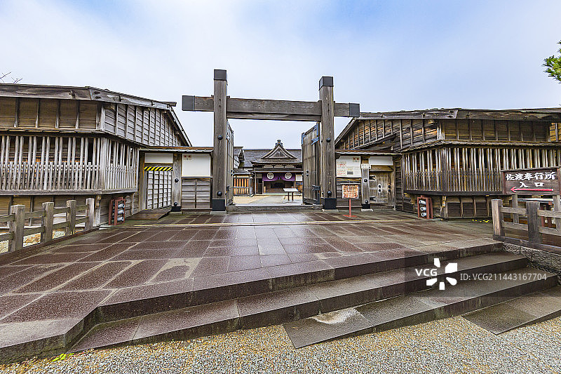 2000年修复的佐渡奉行所，新泻县佐渡市图片素材