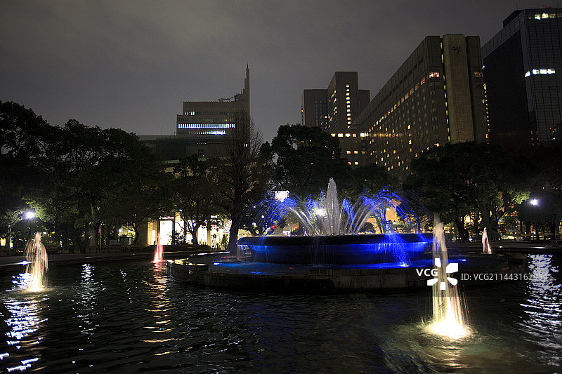 夜晚的日本东京日比谷公园图片素材