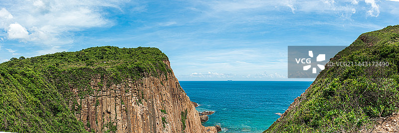 中国香港西贡海岸线晴朗好风光全景拼接图片素材