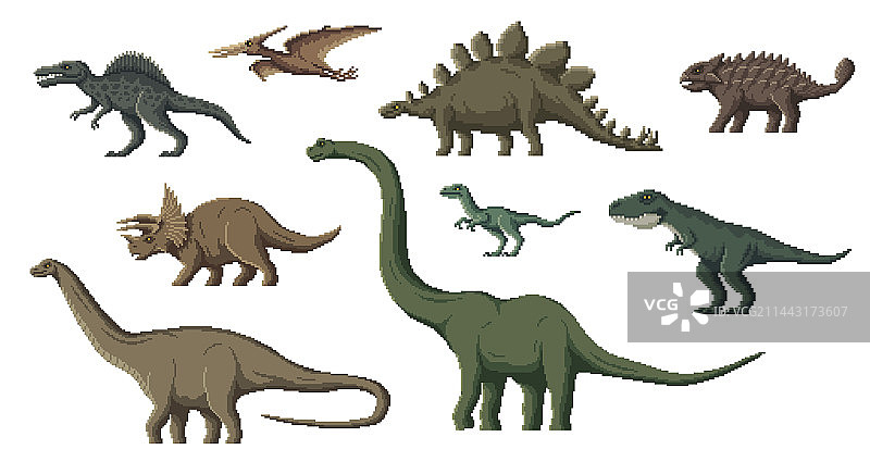 像素恐龙角色8位游戏动物素材图片素材