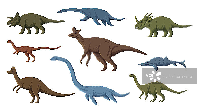 8位游戏像素恐龙角色动物素材图片素材