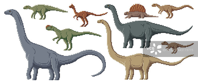 像素恐龙角色8位街机游戏动物图片素材